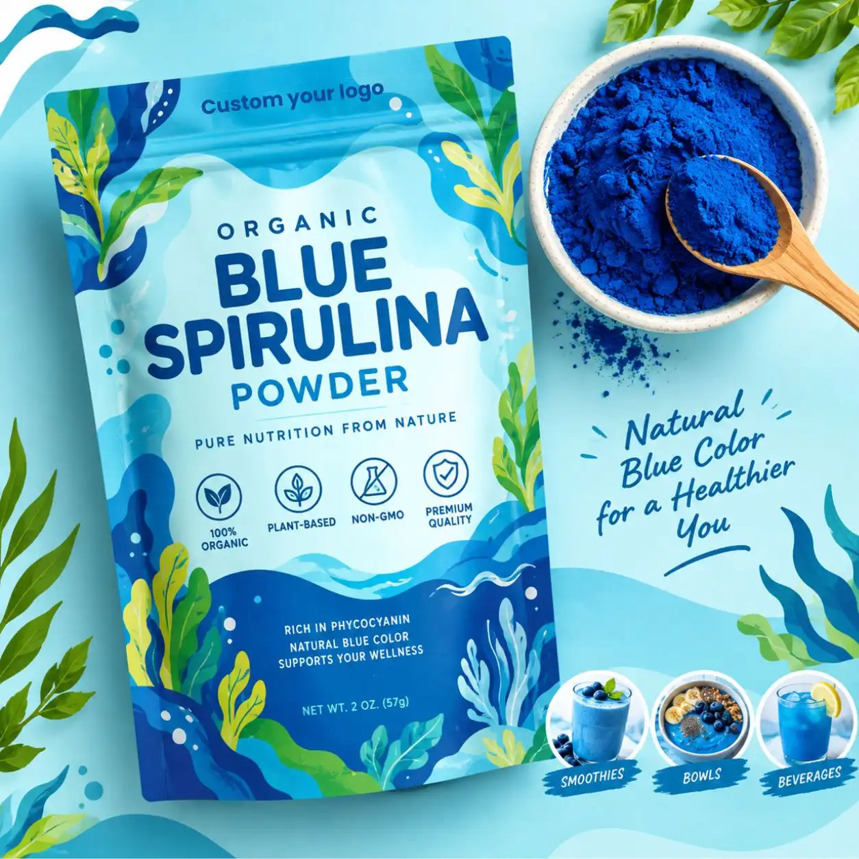 Organic blue spirulina
